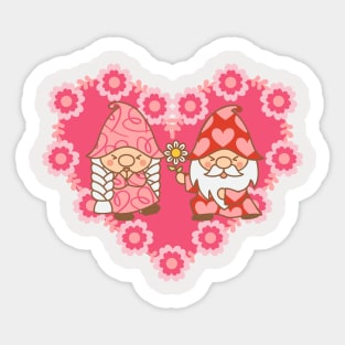 Gnomes Couple Retro Romantic Couples Sticker